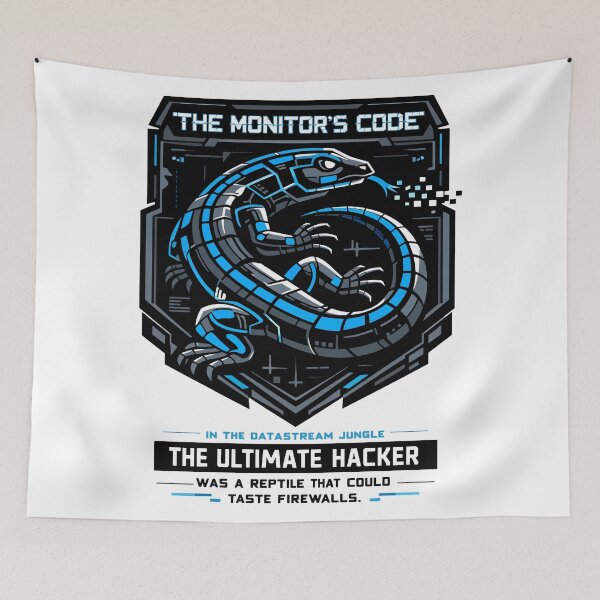 Item preview, Cyber Monitor Lizard Hacker Datastream Reptile Tech Art designed and sold by WildlifeInc.