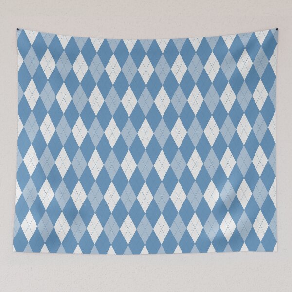 Artikelvorschau, Weißes und stahlblaues Argyle-Muster entworfen und verkauft von pattern-archive.