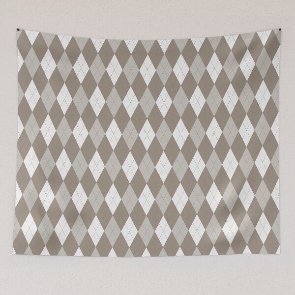 Artikelvorschau, Weißes und taupefarbenes Argyle-Muster entworfen und verkauft von pattern-archive.