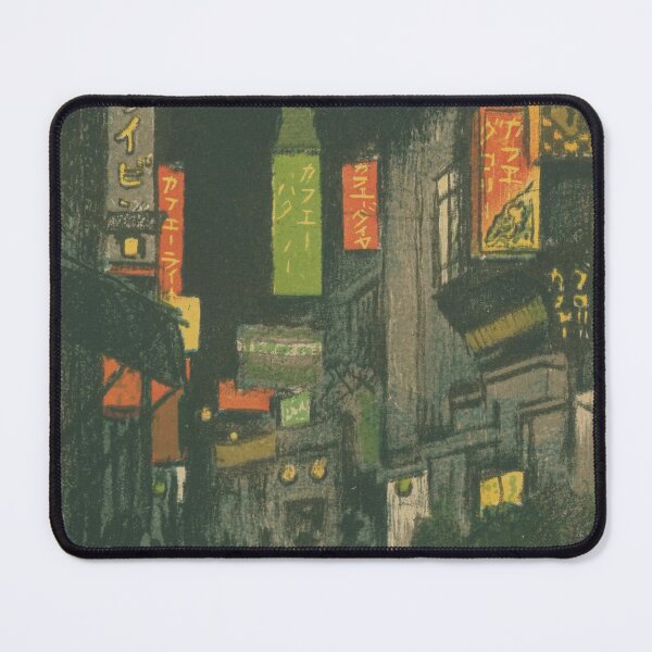 Item preview, Vintage Shinjuku Nightlife - Retro Tokyo Cafe Street Art Print designed and sold by Kokeshidreams.