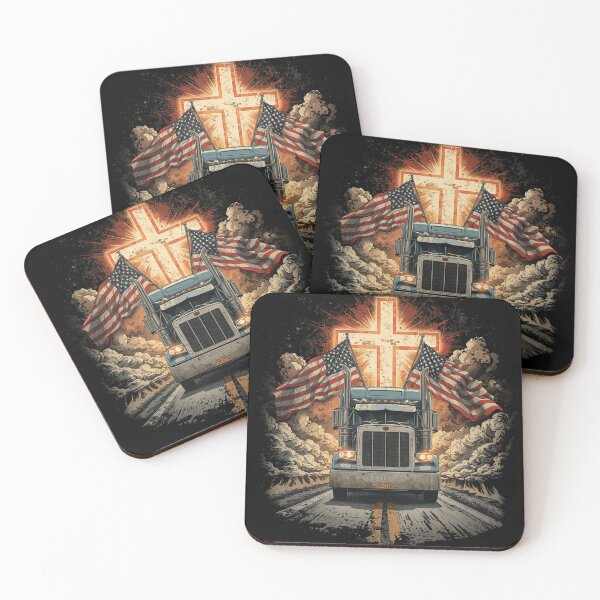 Item preview, Trucker Patriotic American Flag Christian Cross Semi Truck Vintage designed and sold by CF_VintageDesign.