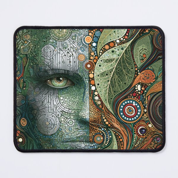 Item preview, Dot Art - Android face split with natural leaves designed and sold by Made-by-Gus.