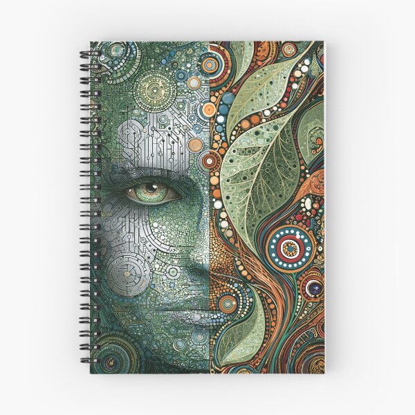 Item preview, Dot Art - Android face split with natural leaves designed and sold by Made-by-Gus.