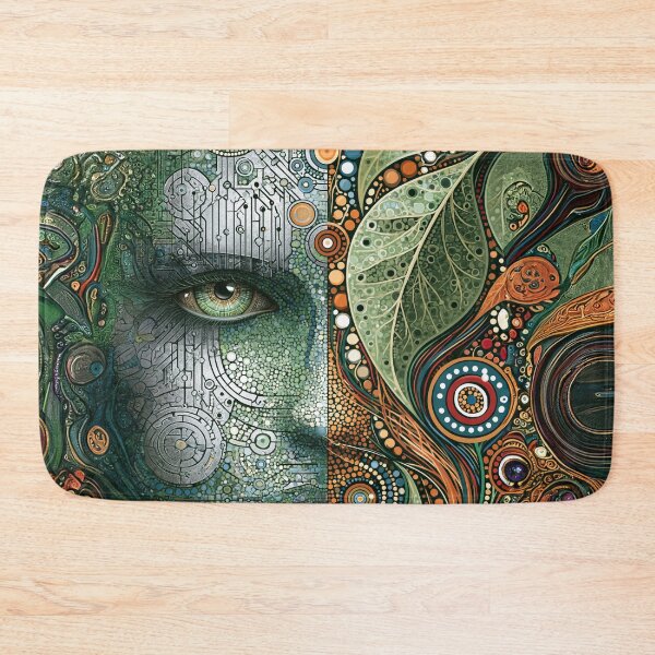 Item preview, Dot Art - Android face split with natural leaves designed and sold by Made-by-Gus.