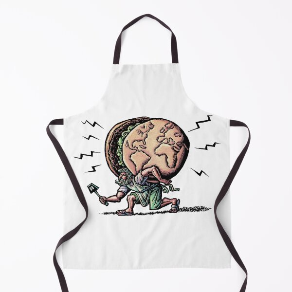 Item preview, Atlas chef holds spatula and carries giant hamburger globe on his back designed and sold by LisaHaney.