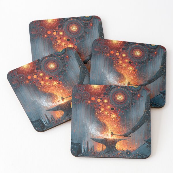 Item preview, Dot Art - Blacksmith hammering glowing metal designed and sold by Made-by-Gus.