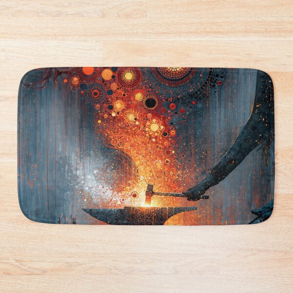 Item preview, Dot Art - Blacksmith hammering glowing metal designed and sold by Made-by-Gus.