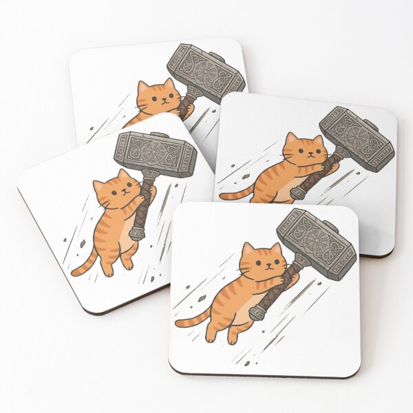 Item preview, Flying Viking Orange Cat with Thor's Hammer Mjolnir designed and sold by MythoWorldddd.