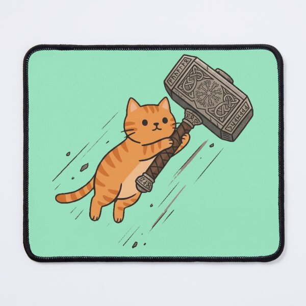 Item preview, Flying Viking Orange Cat with Thor's Hammer Mjolnir designed and sold by MythoWorldddd.