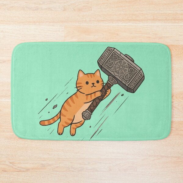 Item preview, Flying Viking Orange Cat with Thor's Hammer Mjolnir designed and sold by MythoWorldddd.
