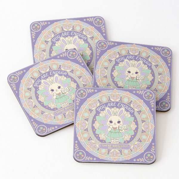 Item preview, Cute Bunny Mandala "You Are Enough" Motivational Art designed and sold by Chromatic Artistry.