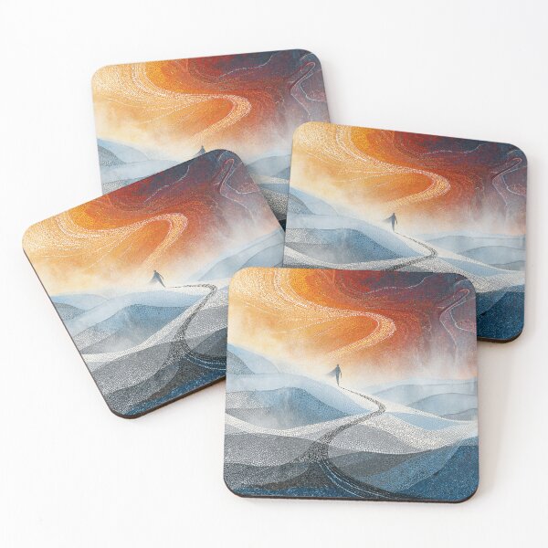 Item preview, Dot Art - Monk walking through misty mountains designed and sold by Made-by-Gus.