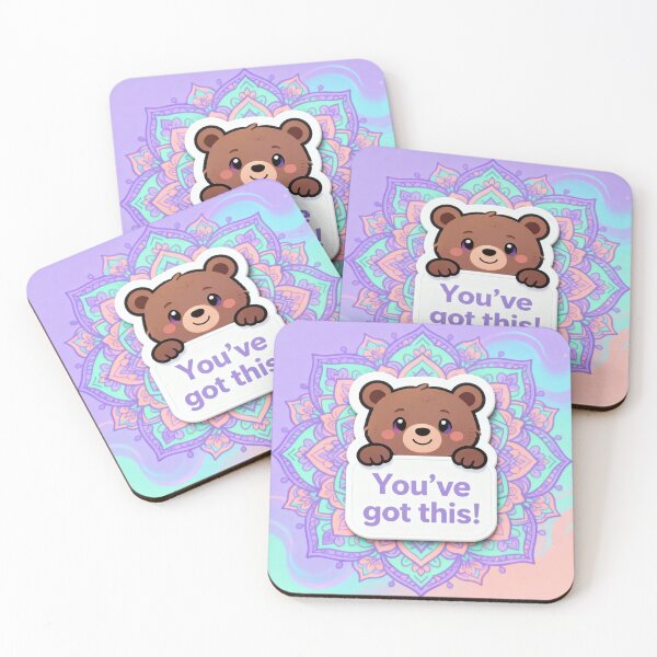 Item preview, Cute Bear "You've Got This" Motivational Mandala Art designed and sold by Chromatic Artistry.