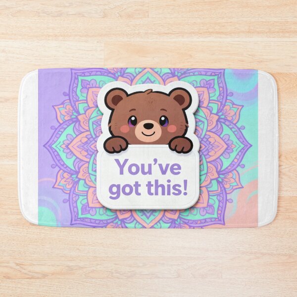 Item preview, Cute Bear "You've Got This" Motivational Mandala Art designed and sold by Chromatic Artistry.