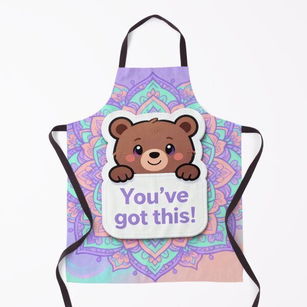 Item preview, Cute Bear "You've Got This" Motivational Mandala Art designed and sold by Chromatic Artistry.