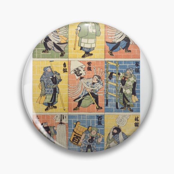 Item preview, Vintage Edo Firefighters - Colorful Japanese Ukiyo-e Art Print designed and sold by Kokeshidreams.