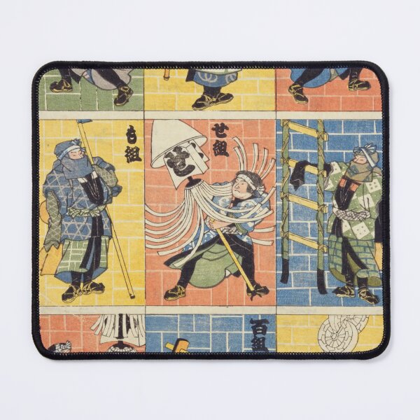 Item preview, Vintage Edo Firefighters - Colorful Japanese Ukiyo-e Art Print designed and sold by Kokeshidreams.