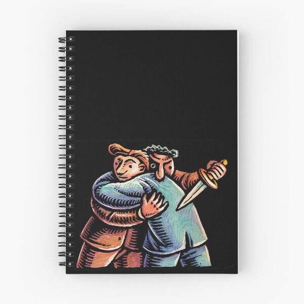 Item preview, man in suit hold knife to back of man he's hugging, a backstabber designed and sold by LisaHaney.