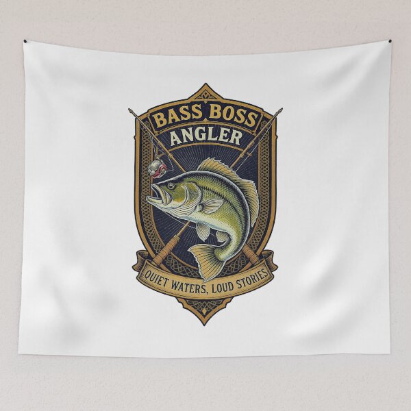 Item preview, Bass Boss Angler Funny Dad Fishing Emblem  designed and sold by YMLux.