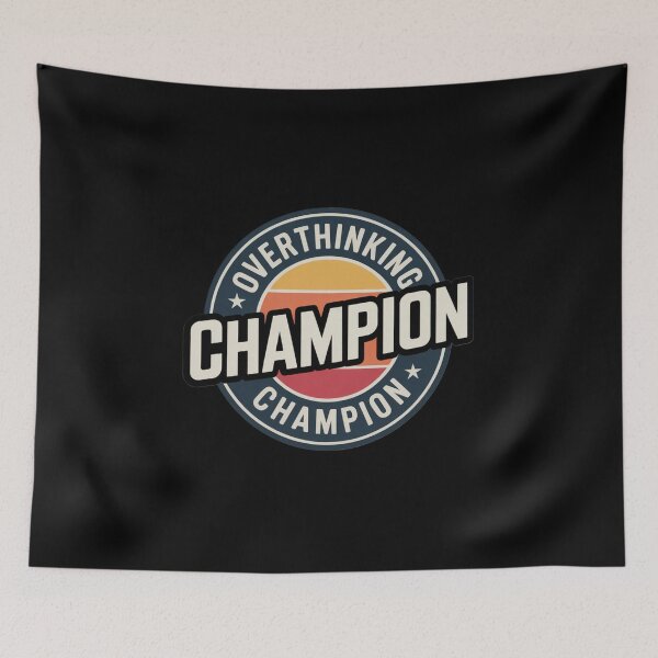 Item preview, Overthinking Champion Vintage Badge Design. Funny Mental Health Quote Aesthetic Typography designed and sold by Aarvya Fashion Club ( A.F.C ).