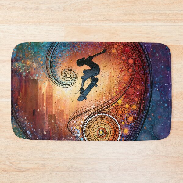 Item preview, Dot Art - Young skateboarder mid-jump designed and sold by Made-by-Gus.