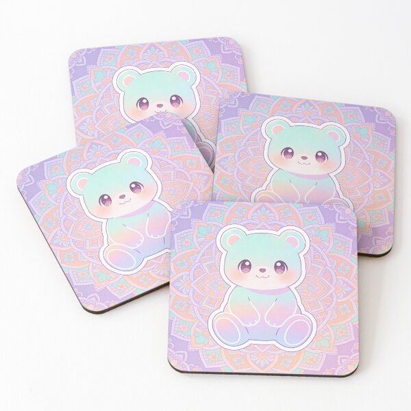 Item preview, Dreamy Pastel Rainbow Bear - Cute Kawaii Mandala Art designed and sold by Chromatic Artistry.