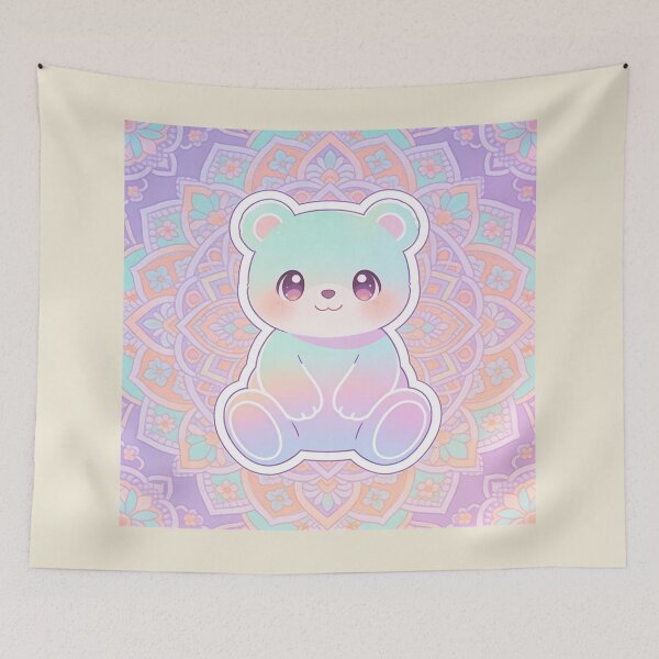 Item preview, Dreamy Pastel Rainbow Bear - Cute Kawaii Mandala Art designed and sold by Chromatic Artistry.