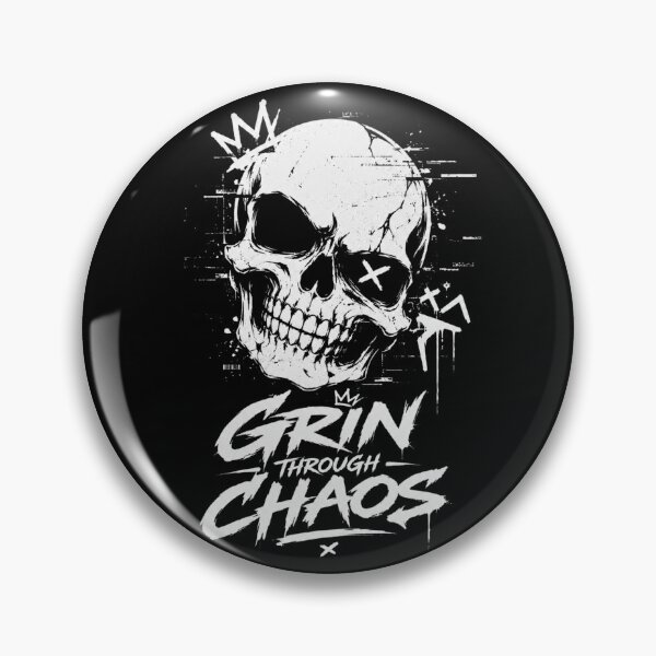 Item preview, Grin Through Chaos Skull T-Shirt – Urban Streetwear Graphic Tee for Men & Women designed and sold by quietvisualsco.