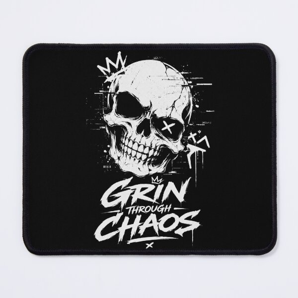 Item preview, Grin Through Chaos Skull T-Shirt – Urban Streetwear Graphic Tee for Men & Women designed and sold by quietvisualsco.