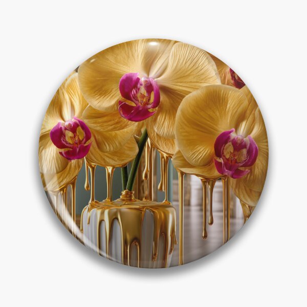Item preview, Liquid Gold Orchids – Baroque Luxury Floral Statement designed and sold by VelvetThornsArt.
