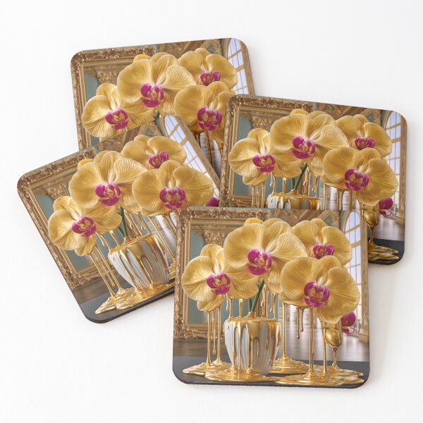 Item preview, Liquid Gold Orchids – Baroque Luxury Floral Statement designed and sold by VelvetThornsArt.