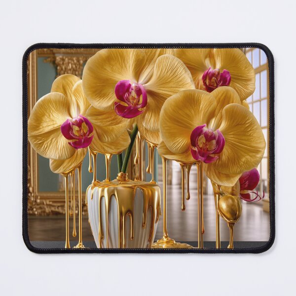 Item preview, Liquid Gold Orchids – Baroque Luxury Floral Statement designed and sold by VelvetThornsArt.