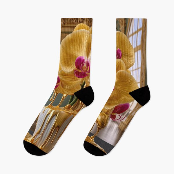 Item preview, Liquid Gold Orchids – Baroque Luxury Floral Statement designed and sold by VelvetThornsArt.