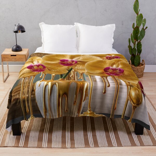 Item preview, Liquid Gold Orchids – Baroque Luxury Floral Statement designed and sold by VelvetThornsArt.