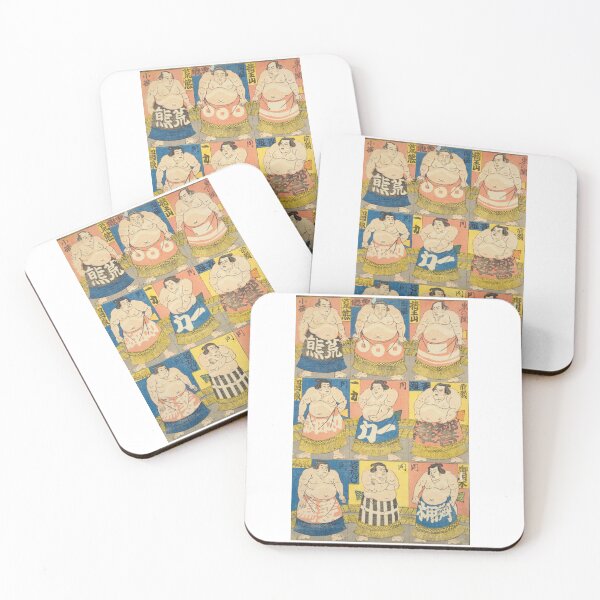 Item preview, Vintage Sumo Wrestlers - Classic Japanese Ukiyo-e Grid Art designed and sold by Kokeshidreams.