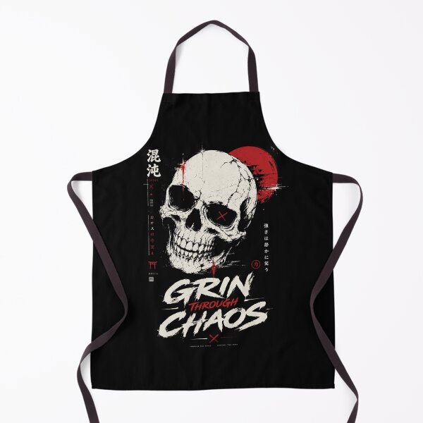 Item preview, Grin Through Chaos Japanese Skull T-Shirt – Urban Streetwear Graphic Tee designed and sold by quietvisualsco.