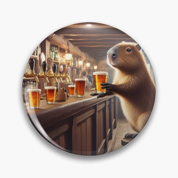 Item preview, Capybara Enjoying a Pint in a Cozy Traditional English Pub designed and sold by Sybille-Yates.