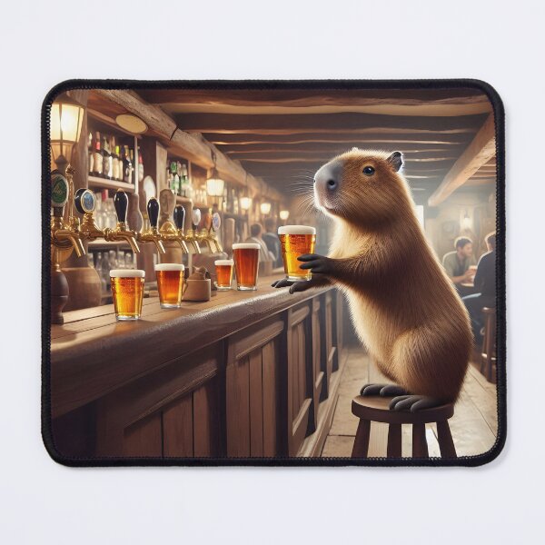 Item preview, Capybara Enjoying a Pint in a Cozy Traditional English Pub designed and sold by Sybille-Yates.