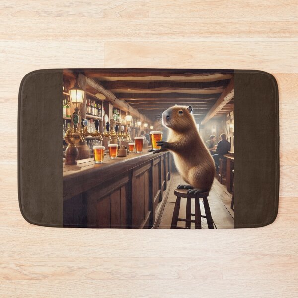Item preview, Capybara Enjoying a Pint in a Cozy Traditional English Pub designed and sold by Sybille-Yates.