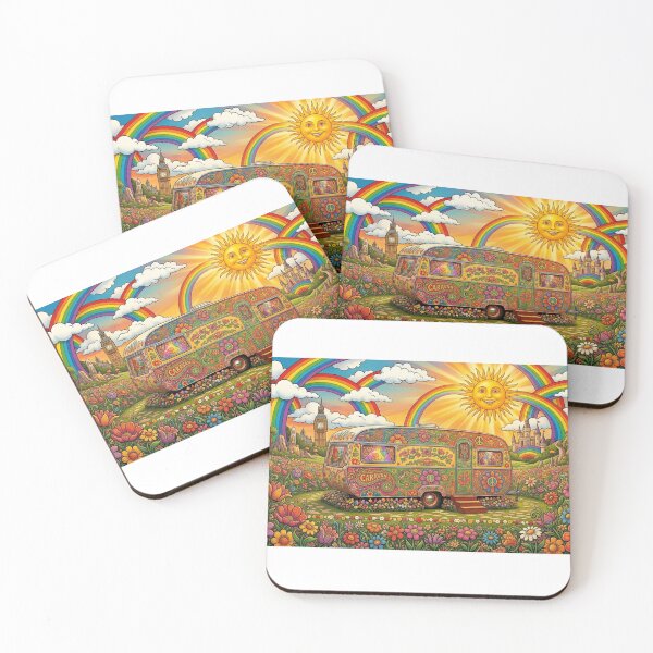 Item preview, Groovy caravan 60's style, floral design, van life designed and sold by Lunevalleyart.