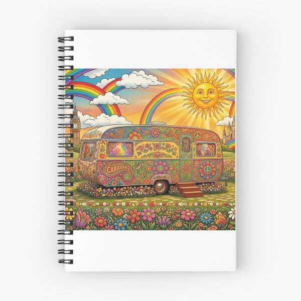 Item preview, Groovy caravan 60's style, floral design, van life designed and sold by Lunevalleyart.