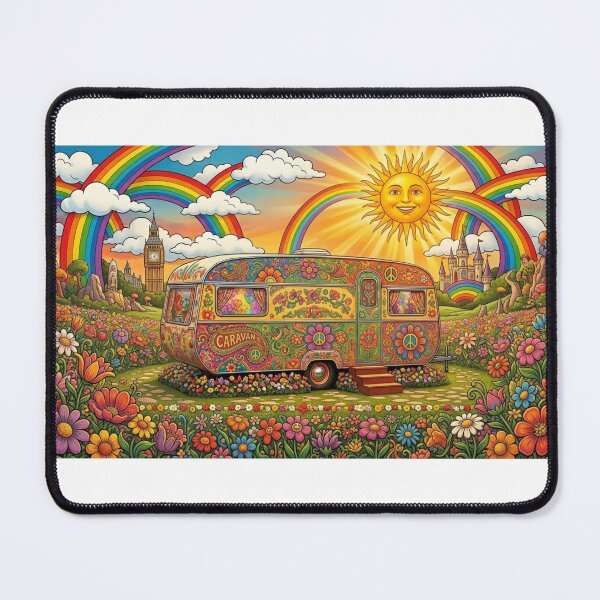 Item preview, Groovy caravan 60's style, floral design, van life designed and sold by Lunevalleyart.