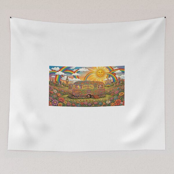 Item preview, Groovy caravan 60's style, floral design, van life designed and sold by Lunevalleyart.