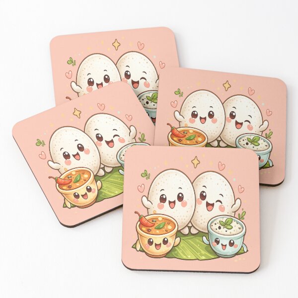 Item preview, Cute Idli Chutney Sambar Friends – Kawaii South Indian Food Cartoon designed and sold by Globalcitytees.
