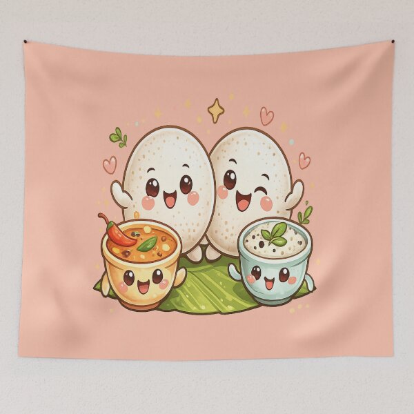 Item preview, Cute Idli Chutney Sambar Friends – Kawaii South Indian Food Cartoon designed and sold by Globalcitytees.