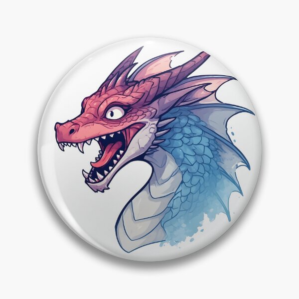 Item preview, Colorful Dragon Head Roaring – Stylized Fantasy Illustration designed and sold by Karolina’s Cozy Creations.