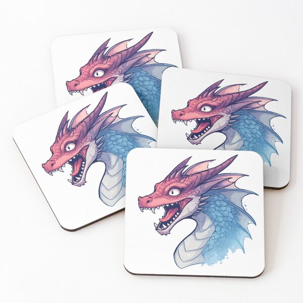 Item preview, Colorful Dragon Head Roaring – Stylized Fantasy Illustration designed and sold by Karolina’s Cozy Creations.