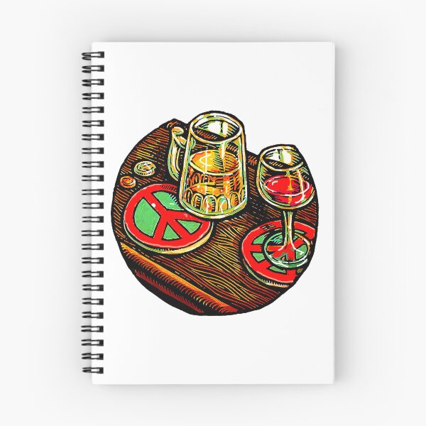 Item preview, peace symbol coasters on bar with glass of wine and mug of beer designed and sold by LisaHaney.