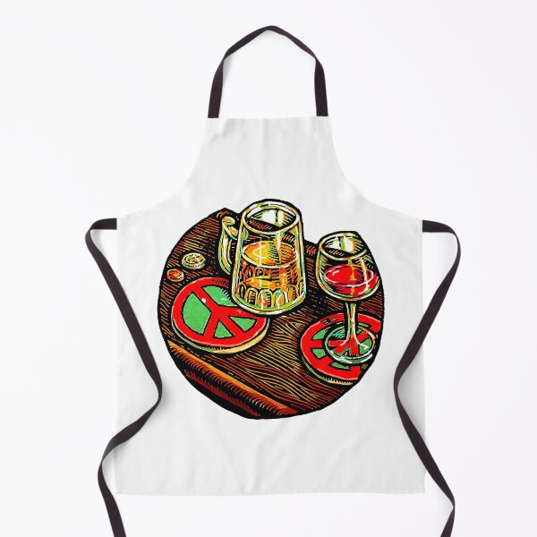 Item preview, peace symbol coasters on bar with glass of wine and mug of beer designed and sold by LisaHaney.