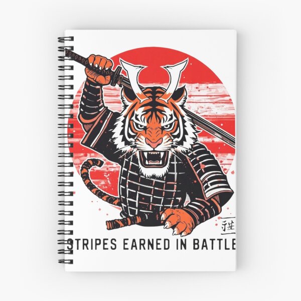 Item preview, Stripes Earned In Battle Tiger Samurai Red Sun Art Print designed and sold by Sky-bully.